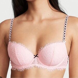 Victoria's Secret Dream Angels Lined Demi Soft Pink Lace Bra